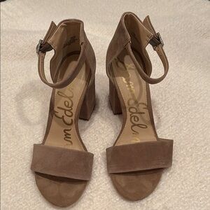 Sam Edelman Tan Heeled Sandals Classic Block Design 6.5